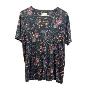 ETRO Gray Floral 100% Linen T Shirt Tee Top Shirt   Women's Size Medium